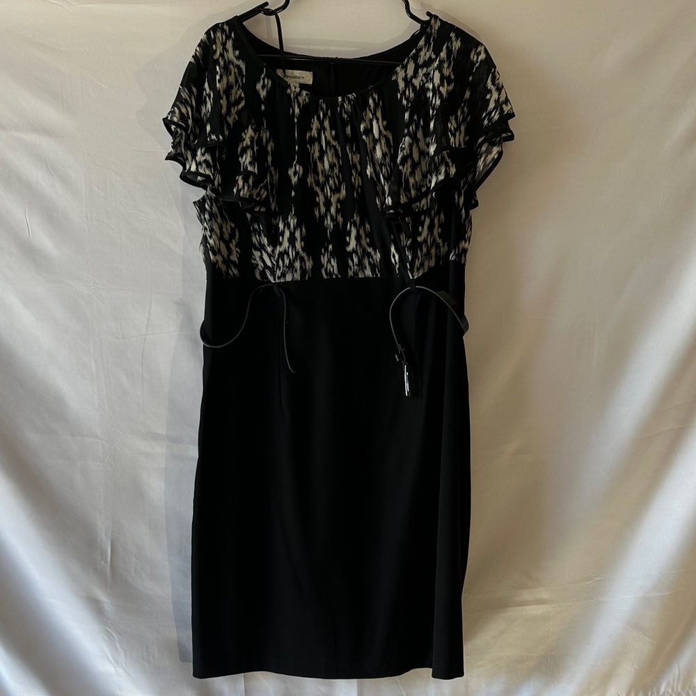 dressbarn Elegant Black and Cream Midi Dress